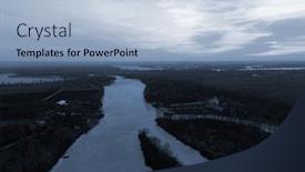  Presentation with winter river - Slide deck enhanced with aerial-view-of-the-countryside background and a light blue colored foreground