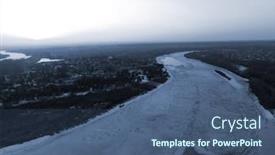  Presentation with winter river - Theme enhanced with aerial-view-of-the-countryside background and a ocean colored foreground