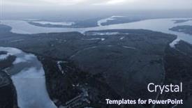  Presentation with winter river - Amazing PPT layouts having aerial-view-of-the-countryside backdrop and a wine colored foreground
