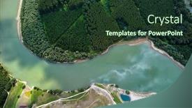  Presentation with danube - PPT layouts having aerial-view-of-the-danube background and a tawny brown colored foreground