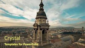  Presentation with foggy - PPT layouts having aerial-view-of-the-downtown background and a  colored foreground