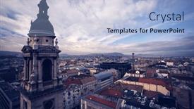  Presentation with foggy - PPT layouts with aerial-view-of-the-downtown background and a light blue colored foreground