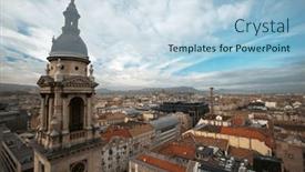  Presentation with budapest - PPT theme having aerial-view-of-the-downtown background and a light blue colored foreground