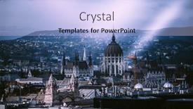  Presentation with budapest - PPT theme with aerial-view-of-the-downtown background and a light blue colored foreground