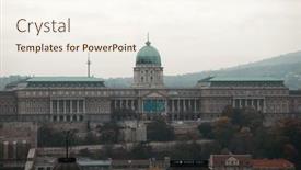  Presentation with foggy - Presentation theme consisting of aerial-view-of-the-downtown background and a cream colored foreground