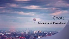  Presentation with foggy - Slide deck having aerial-view-of-the-downtown background and a light blue colored foreground