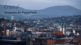  Presentation with budapest - Presentation design with aerial-view-of-the-downtown background and a light blue colored foreground