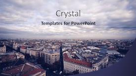  Presentation with budapest - PPT layouts having aerial-view-of-the-downtown background and a sky blue colored foreground
