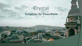  Presentation with budapest - Presentation theme with aerial-view-of-the-downtown background and a sky blue colored foreground