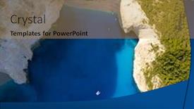  Presentation with zakynthos - Theme having aerial view of the famous shipwreck beach navagio on the island of zakynthos greece background and a gold colored foreground