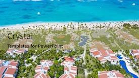  Presentation with republic dominican - Presentation design featuring aerial-view-of-the-famous background and a mint green colored foreground