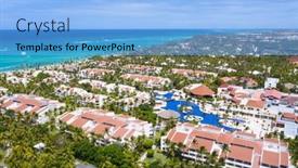  Presentation with republic dominican - Presentation theme featuring aerial-view-of-the-famous background and a light blue colored foreground