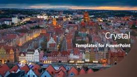  Presentation with architecture city - Presentation design with aerial-view-of-the-gdansk background and a dark gray colored foreground