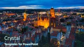  Presentation with architecture city - Slide set enhanced with aerial-view-of-the-gdansk background and a tawny brown colored foreground