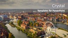  Presentation with architecture city - Theme featuring aerial-view-of-the-gdansk background and a gray colored foreground