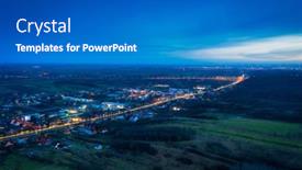  Presentation with dusk - Beautiful PPT layouts featuring aerial-view-of-the-gdansk backdrop and a gray colored foreground