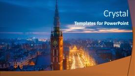  Presentation with town hall - Beautiful slide deck featuring aerial-view-of-the-gdansk backdrop and a ocean colored foreground