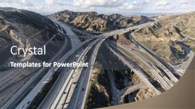  Presentation with freeway - PPT theme with aerial-view-of-the-golden background and a dark gray colored foreground