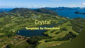  Presentation with court - Cool new presentation design with aerial-view-of-the-golf backdrop and a tawny brown colored foreground