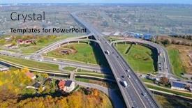  Presentation with highway - Theme having aerial view of the highway viaduct in gdansk poland background and a light blue colored foreground