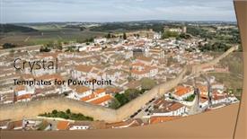  Presentation with aerial - Presentation theme consisting of aerial-view-of-the-historic background and a coral colored foreground