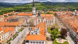  Presentation with town hall - Presentation theme featuring aerial-view-of-the-historic and a coral colored foreground