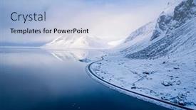  Presentation with iceland - Audience pleasing theme consisting of aerial-view-of-the-icelandic backdrop and a light blue colored foreground