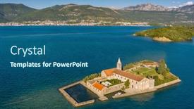  Presentation with notre dame - PPT layouts enhanced with aerial-view-of-the-island background and a ocean colored foreground