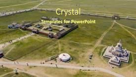  Presentation with mongol - Slide deck with aerial view of the kharkhorin erdene zuu monastery in kharkhorin karakorum mongolia karakorum was the capital of the mongol empire between 1235 and 1260 background and a tawny brown colored foreground