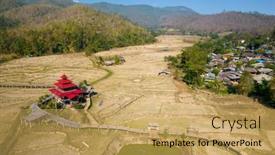  Presentation with rice field - Slides having aerial-view-of-the-kho background and a yellow colored foreground