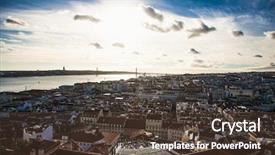  Presentation with aerial view of cape town - Audience pleasing presentation theme consisting of aerial view of the lisbon backdrop and a tawny brown colored foreground