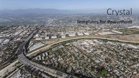 Presentation with los angeles - Audience pleasing PPT theme consisting of aerial-view-of-the-los backdrop and a light blue colored foreground