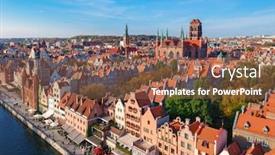  Presentation with architecture old - Presentation theme consisting of view of the old town background and a tawny brown colored foreground
