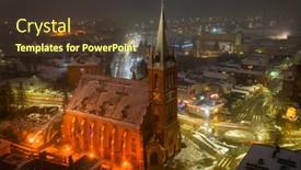  Presentation with night city - Presentation theme with aerial-view-of-the-old background and a tawny brown colored foreground