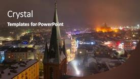  Presentation with city night - Audience pleasing presentation theme consisting of aerial-view-of-the-old backdrop and a tawny brown colored foreground