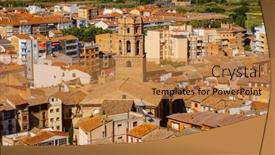  Presentation with aerial - Presentation having aerial-view-of-the-old background and a gold colored foreground