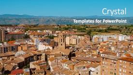  Presentation with aerial - Theme consisting of aerial-view-of-the-old background and a teal colored foreground