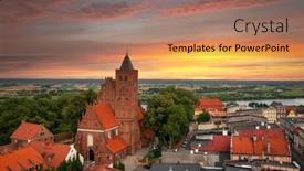  Presentation with aerial - Presentation theme consisting of aerial-view-of-the-old background and a coral colored foreground