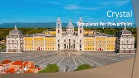  Presentation with baroque - Slide deck having aerial-view-of-the-palace background and a  colored foreground