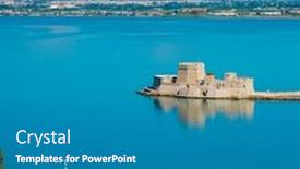  Presentation with sea port - Slide deck enhanced with aerial-view-of-the-port background and a teal colored foreground