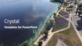  Presentation with green algae - Slide set with aerial-view-of-the-river background and a ocean colored foreground