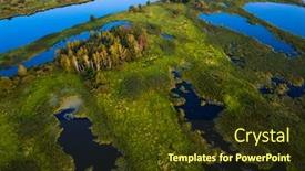  Presentation with wetland - Cool new slide deck with aerial-view-of-the-river backdrop and a tawny brown colored foreground