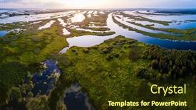  Presentation with wetlands - Colorful presentation theme enhanced with aerial-view-of-the-river backdrop and a tawny brown colored foreground