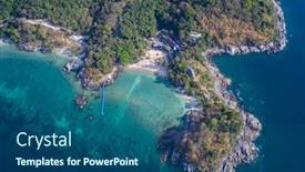  Presentation with paradise - Slide set consisting of aerial-view-of-the-rocky background and a ocean colored foreground