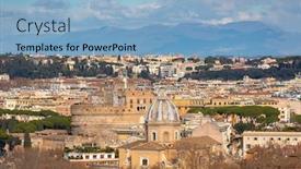  Presentation with architecture city - Slide set featuring aerial-view-of-the-rome background and a light blue colored foreground