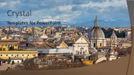  Presentation with architecture city - Slide set featuring aerial-view-of-the-rome background and a light blue colored foreground