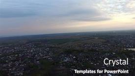  Presentation with morning sunrise - Slide deck with aerial-view-of-the-saburb background and a dark gray colored foreground