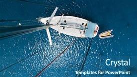  Presentation with calm sea - PPT theme featuring aerial view of the sailboat background and a ocean colored foreground