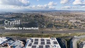  Presentation with los angeles - PPT theme featuring aerial-view-of-the-santa background and a  colored foreground