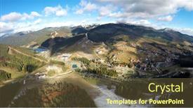  Presentation with resort - Presentation theme having aerial-view-of-the-ski background and a tawny brown colored foreground